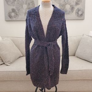 Knit Tie-Closure Long Cardigan - size Medium